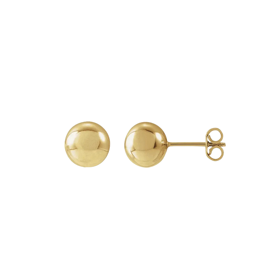 8mm Gold Ball Stud Earrings