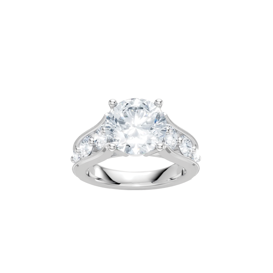 Round Diamond Engagement Ring Setting with Milgrain Edge
