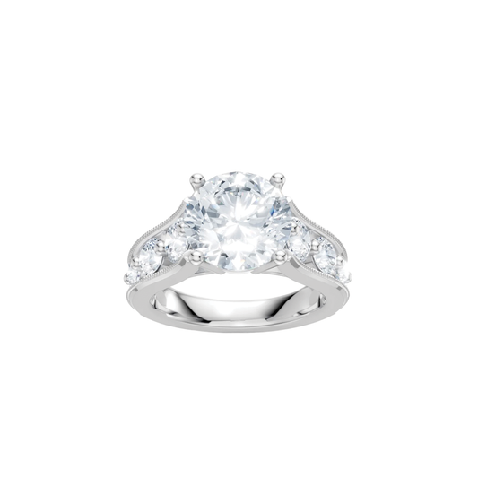 Round Diamond Engagement Ring Setting with Milgrain Edge