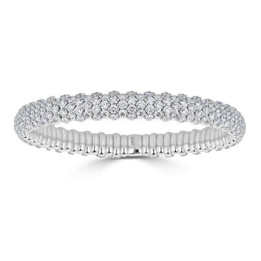 Domed Stretch Diamond Bracelet in 18k White Gold
