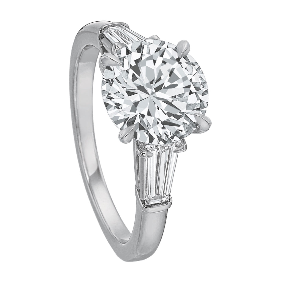 Classic 3-Stone Mounting with Baguette Side Stones