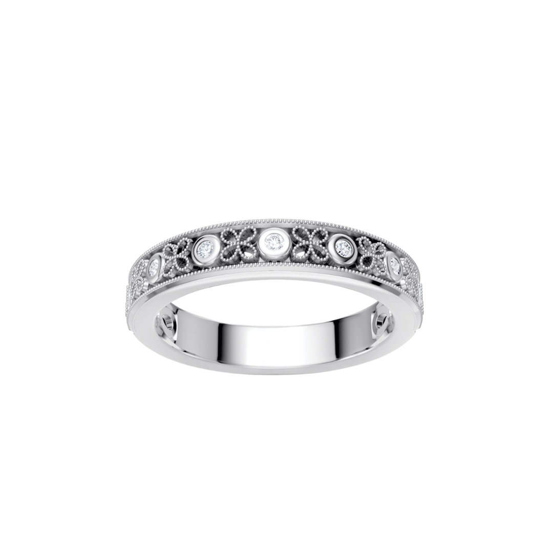 Floral Filigree and Diamond Band