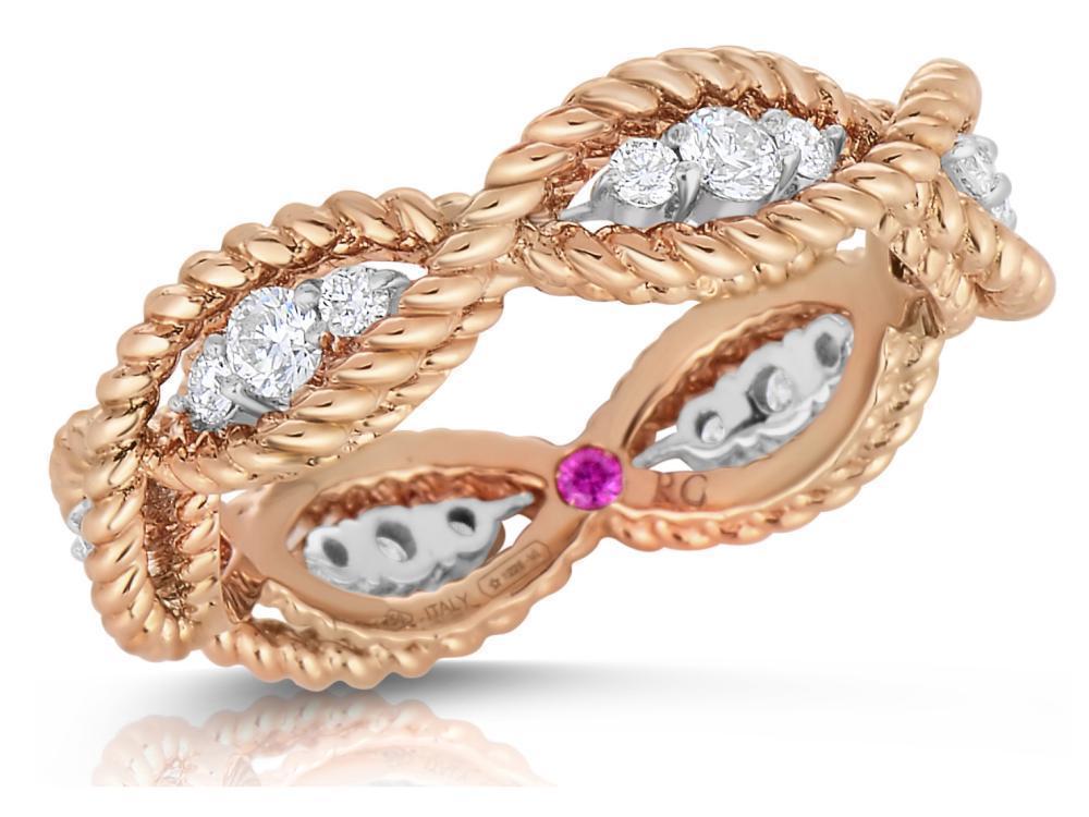 Barocco Braided Diamond Ring in Rose Gold