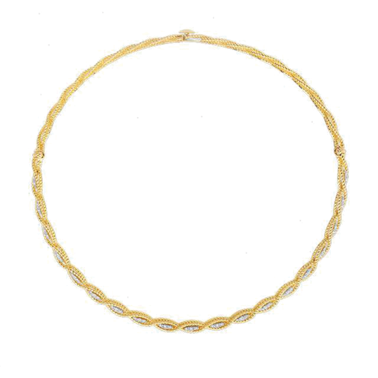 'Barocco' Braided Diamond Necklace in 18k Yellow Gold