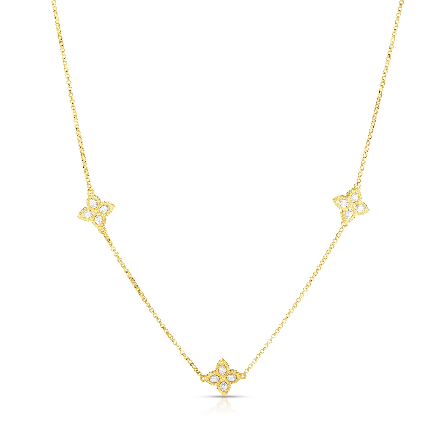 Princess Flower Three Station Diamond Necklace