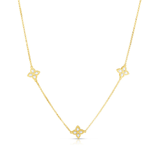 Princess Flower Three Station Diamond Necklace