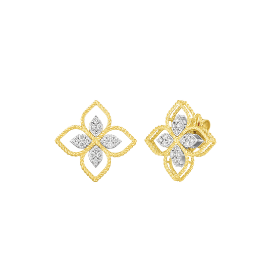 Principessa Large Flower Stud Earrings with Diamonds