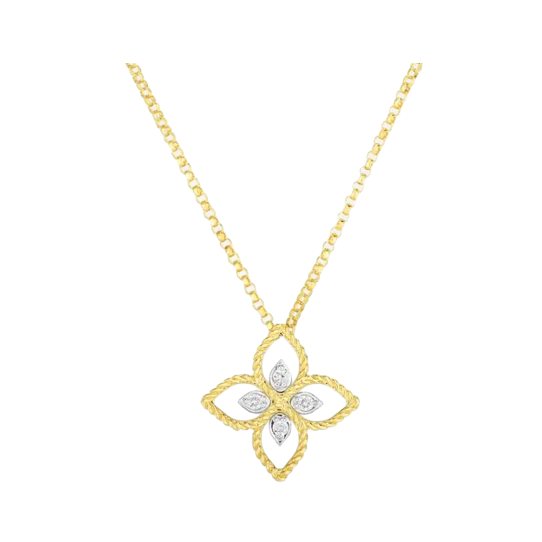 Principessa Small Flower Necklace with Diamonds