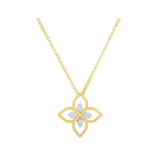 Principessa Small Flower Necklace with Diamonds