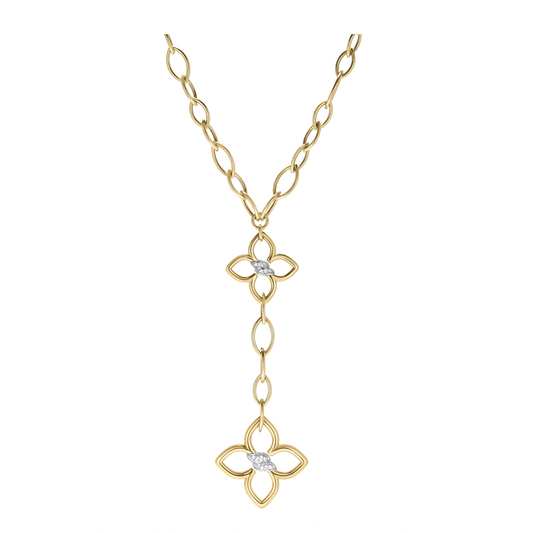 Cialoma Diamond Flower Lariat Necklace