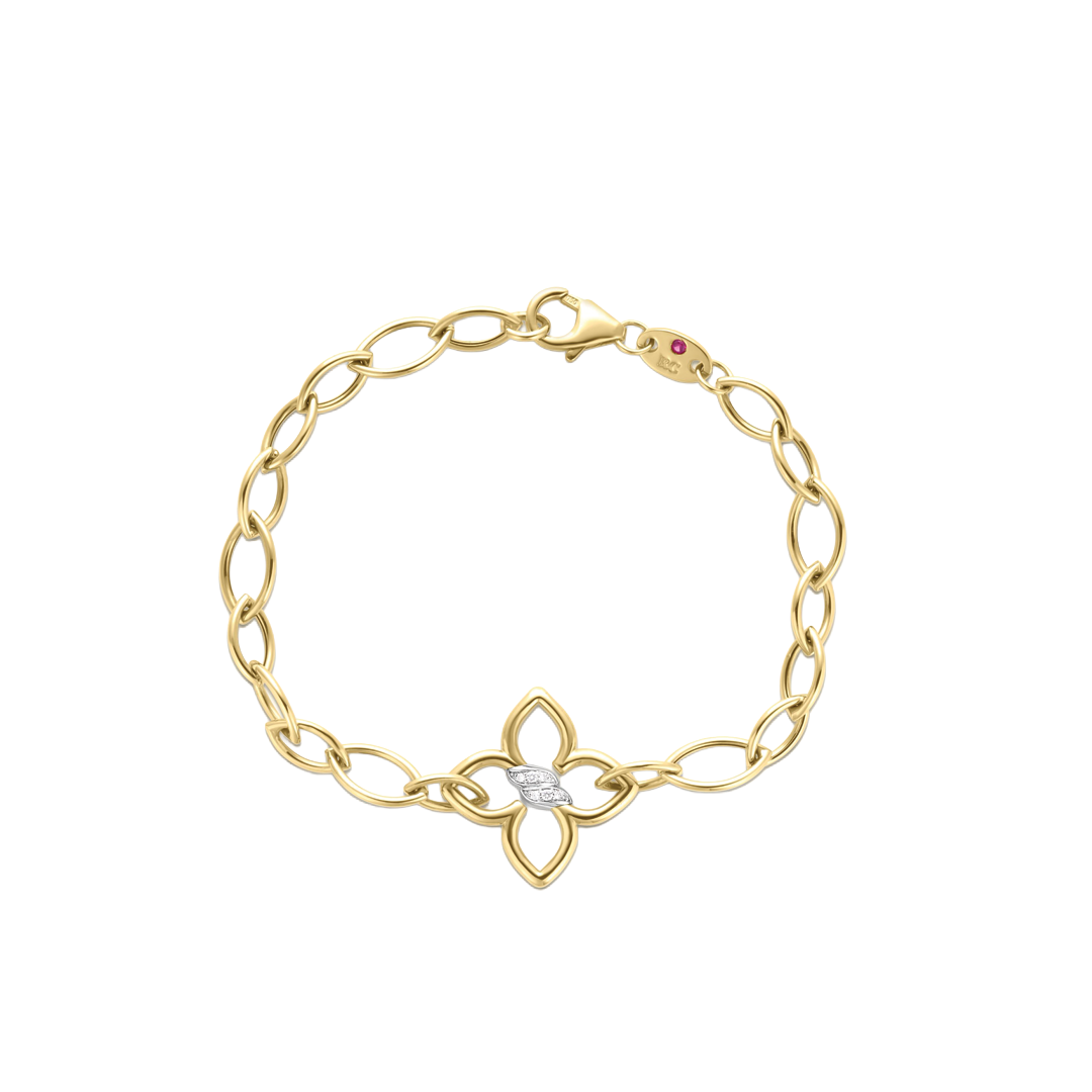 Cialoma Diamond Flower Almond Link Bracelet