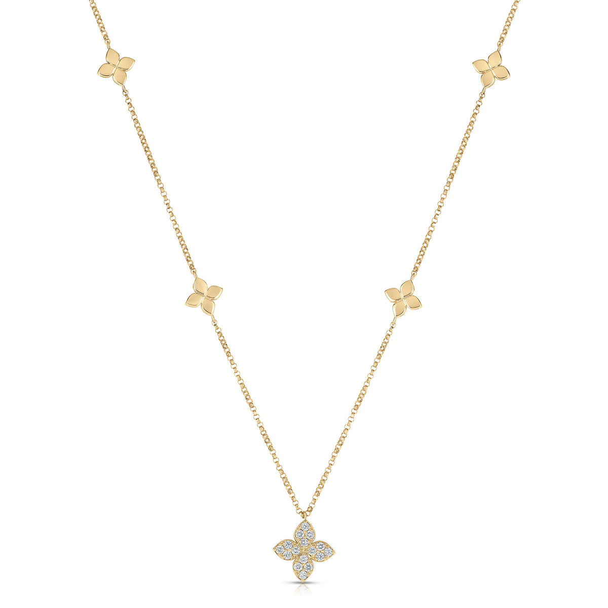 Love by the Inch Diamond And Polished Flower Necklace