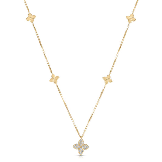 Love by the Inch Diamond And Polished Flower Necklace