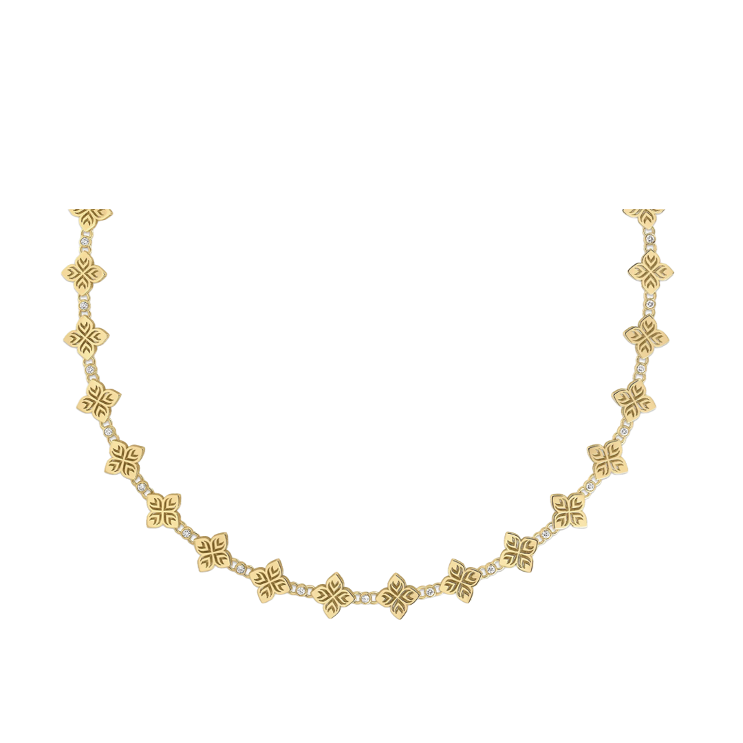 Arabesque Gold and Diamond Flower Necklace