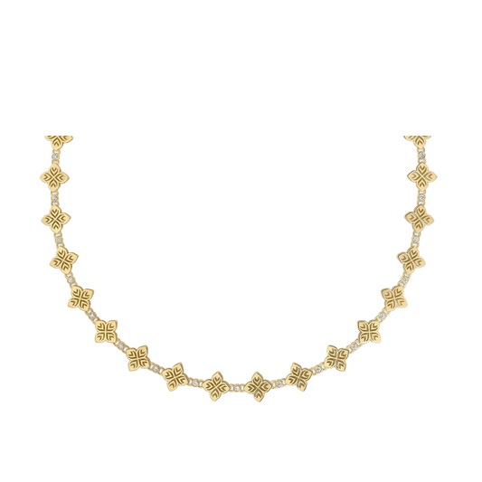 Arabesque Gold and Diamond Flower Necklace