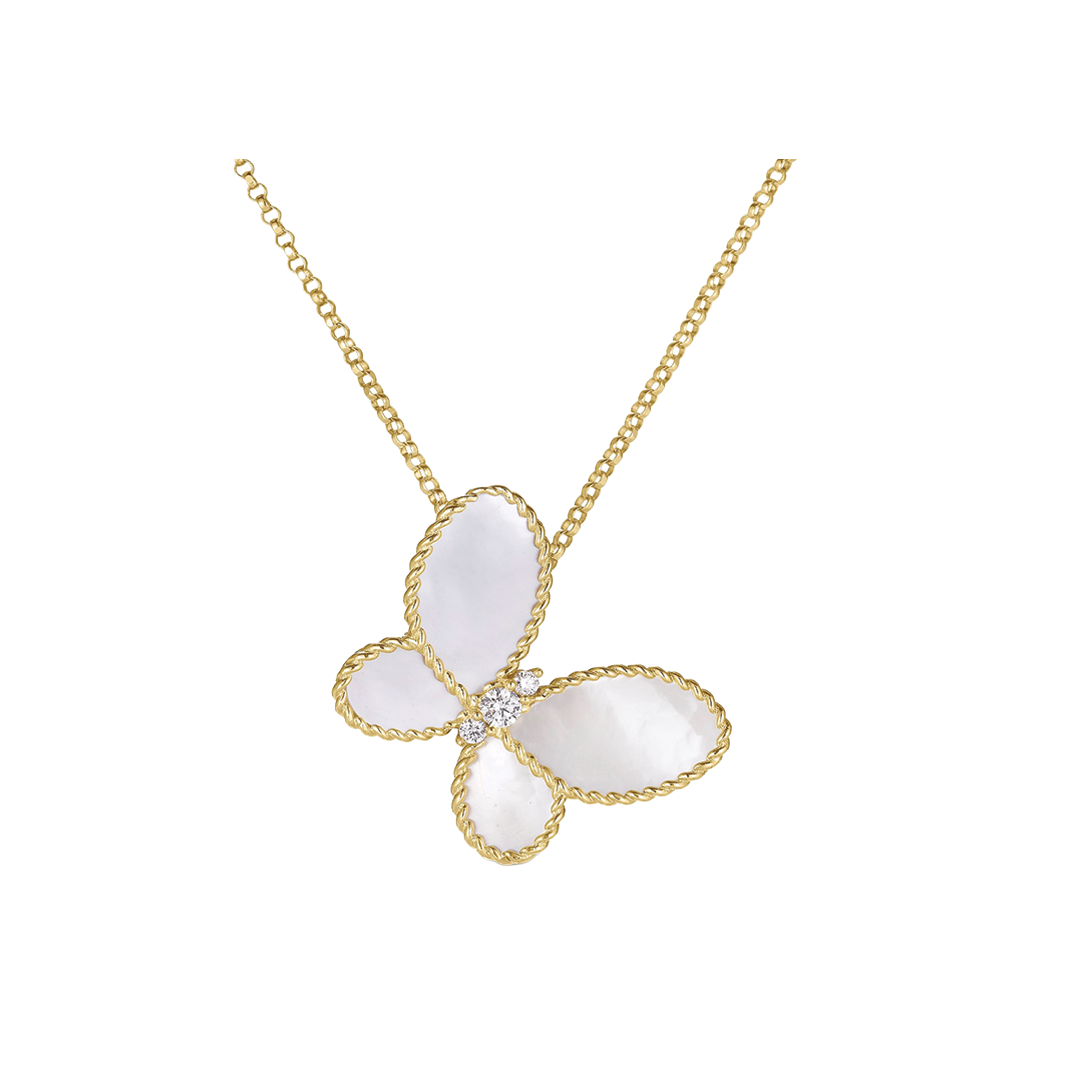 Mother of Pearl and Diamond Butterfly Necklace