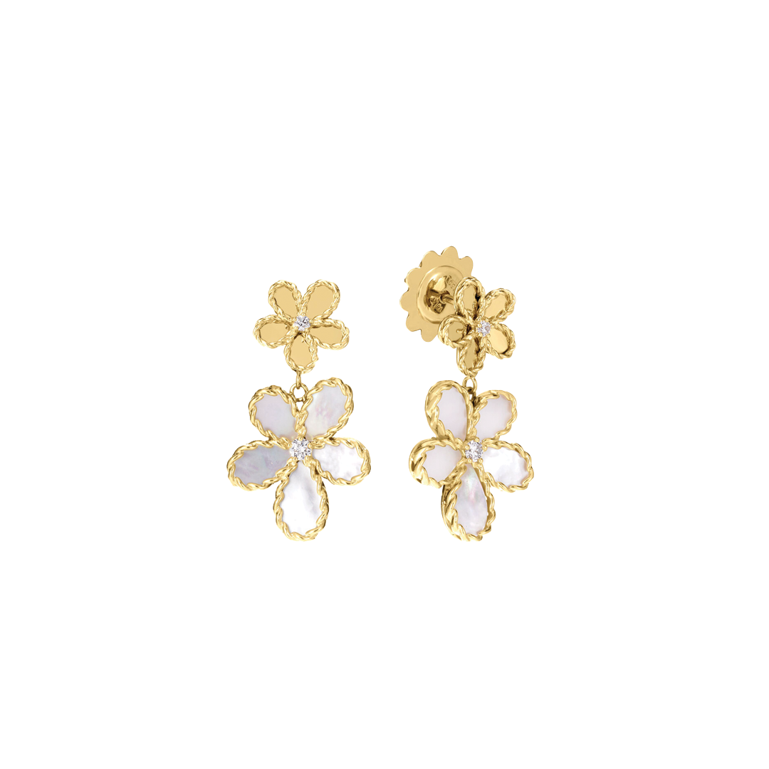 Mother of Pearl Double Flower Dangle Earrings