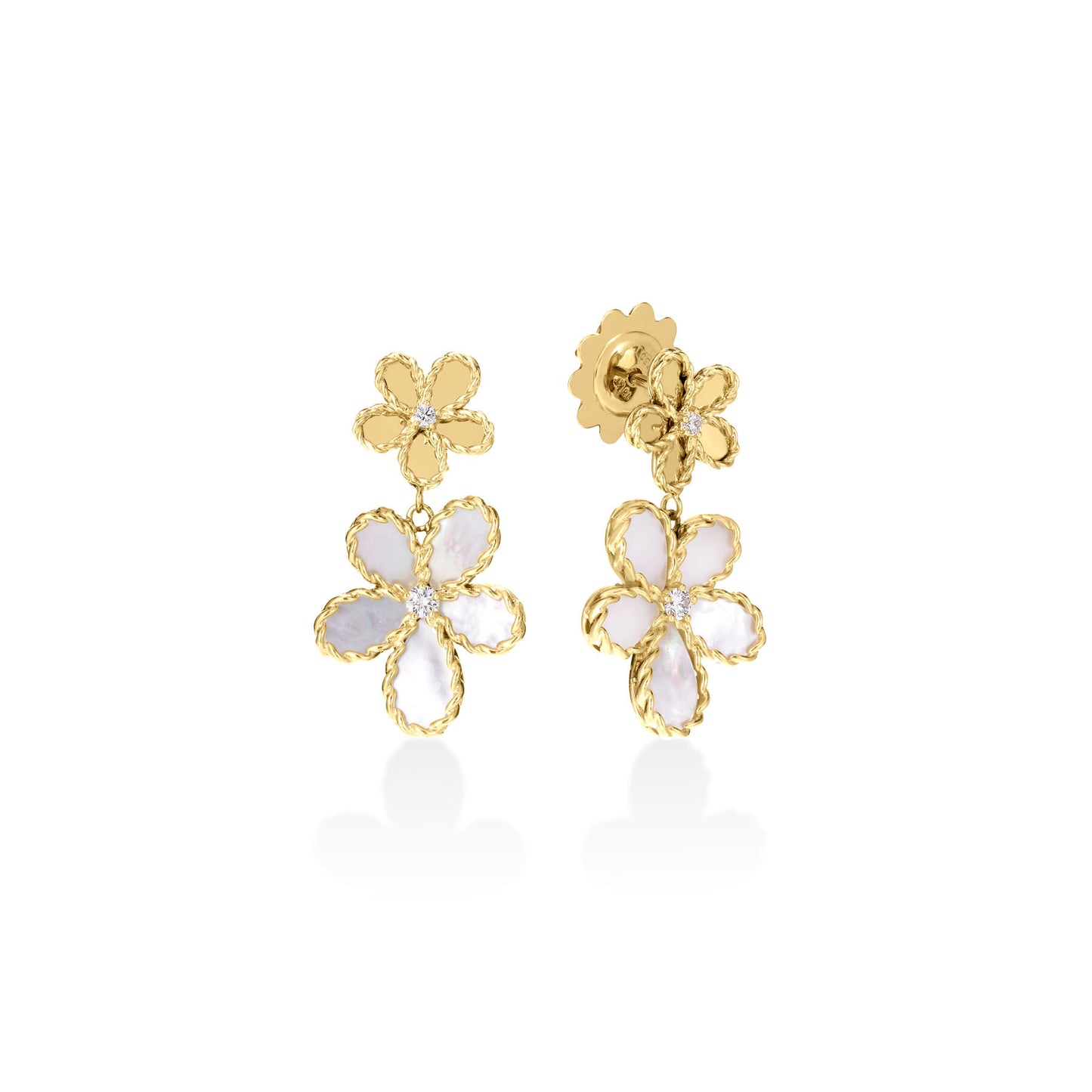 Mother of Pearl Double Flower Dangle Earrings