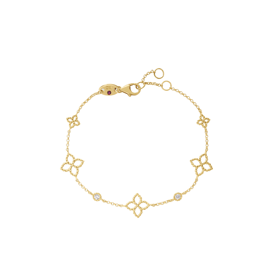 Principessa Alternating Flower and Diamond Station Bracelet