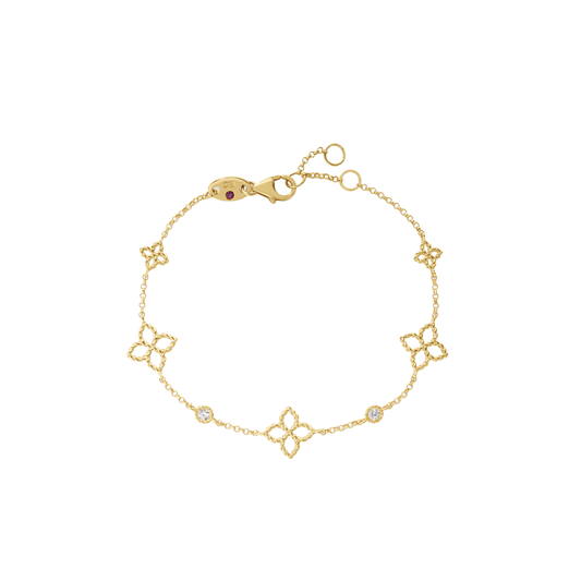 Principessa Alternating Flower and Diamond Station Bracelet