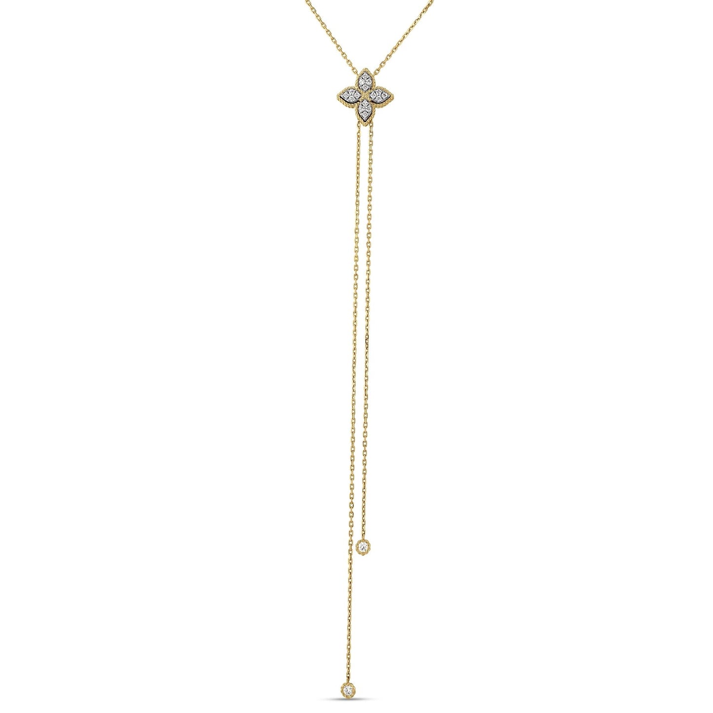 Princess Flower Lariat Necklace with Diamonds