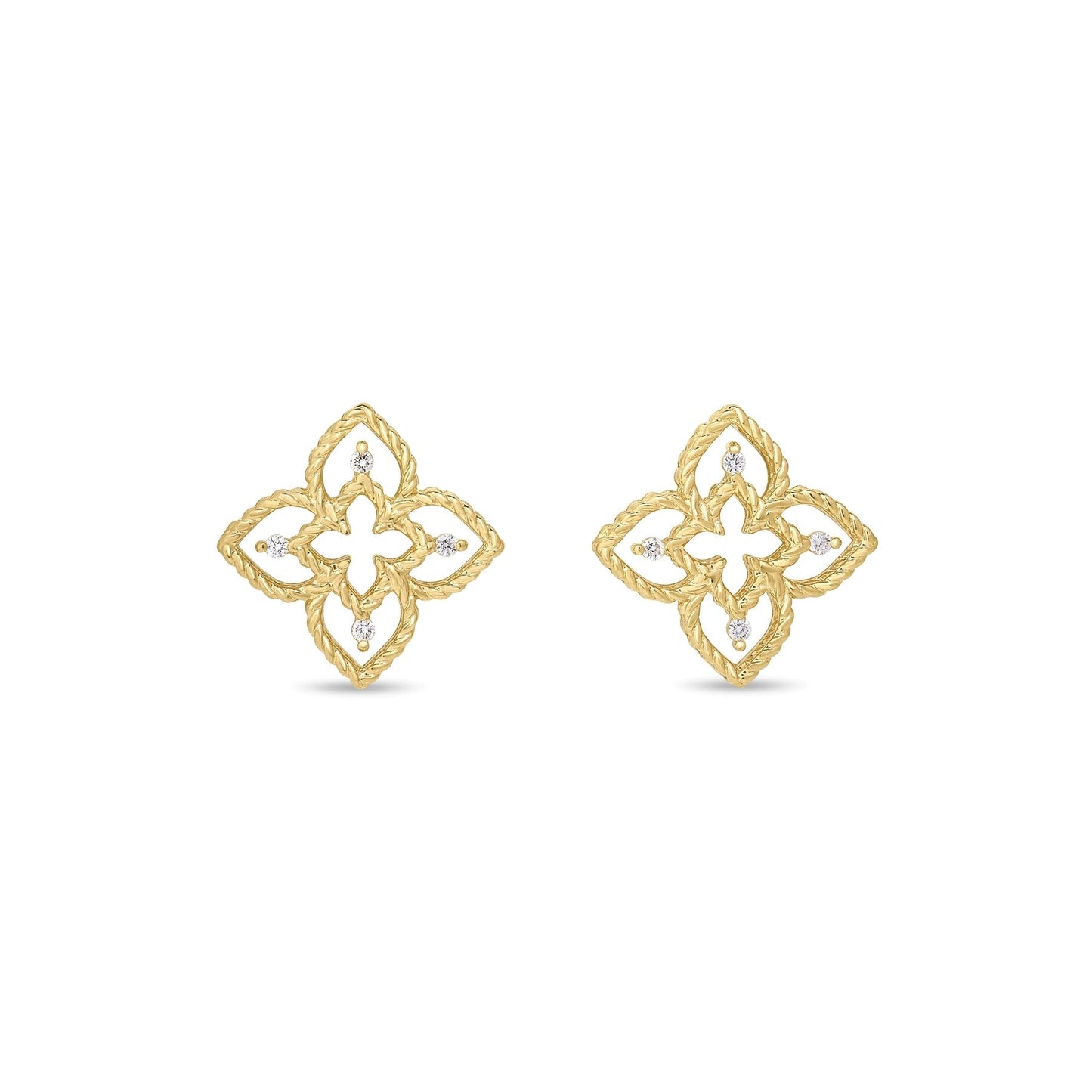 Principessa Petite Flower Stud Earrings with Diamonds