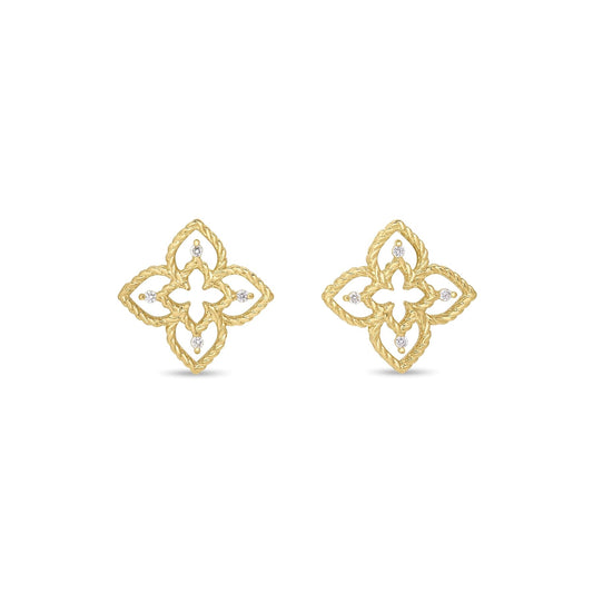 Principessa Petite Flower Stud Earrings with Diamonds
