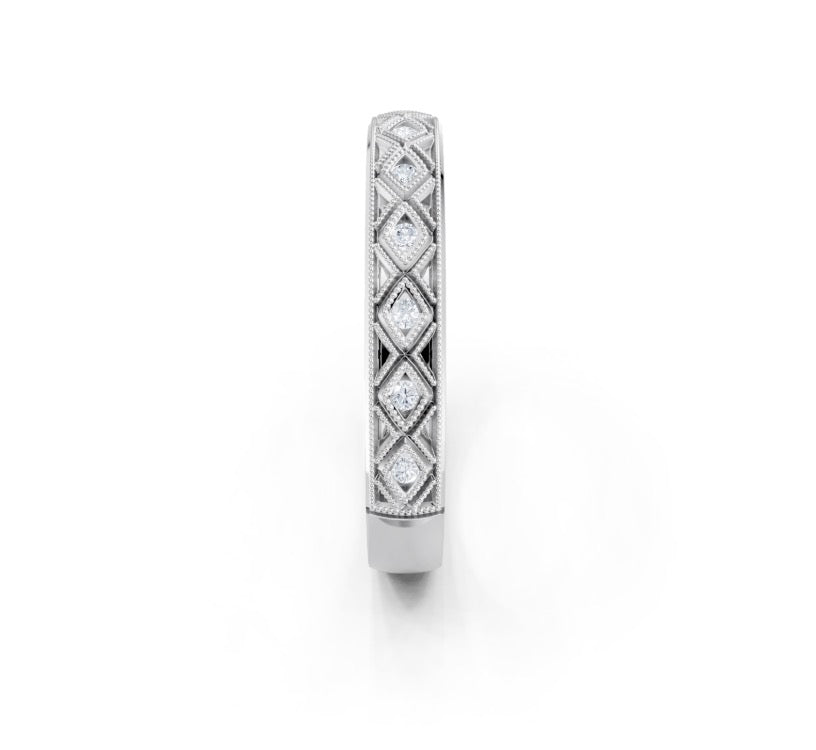 Round Diamond and Filigree Band