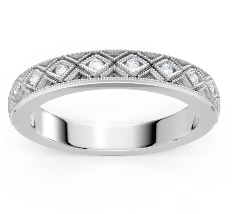 Round Diamond and Filigree Band