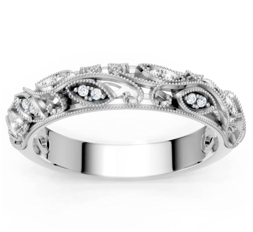 Diamond Floral Filigree Band