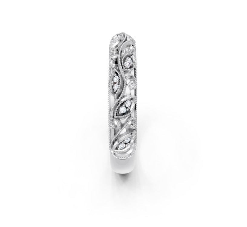 Diamond Floral Filigree Band