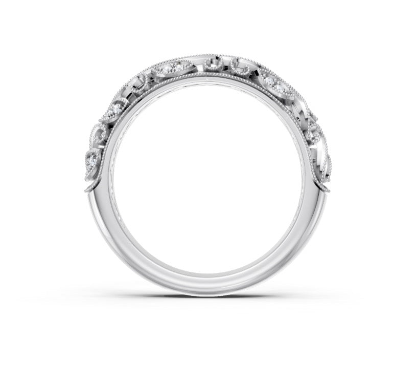 Diamond Floral Filigree Band