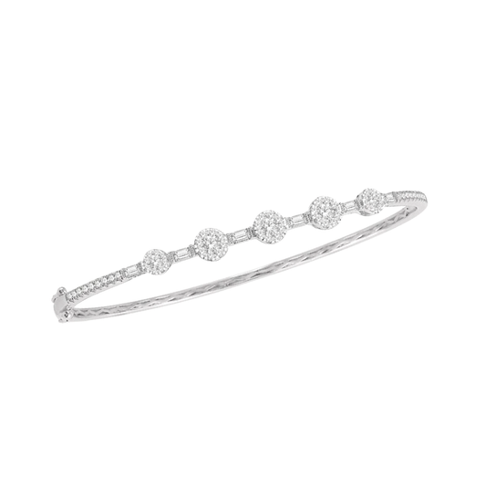 Oval Diamond Bangle in White Gold