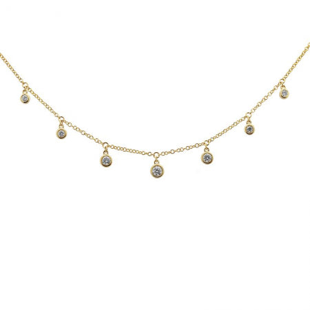 Bezel Set Diamond Fringe Necklace in 14K Yellow Gold