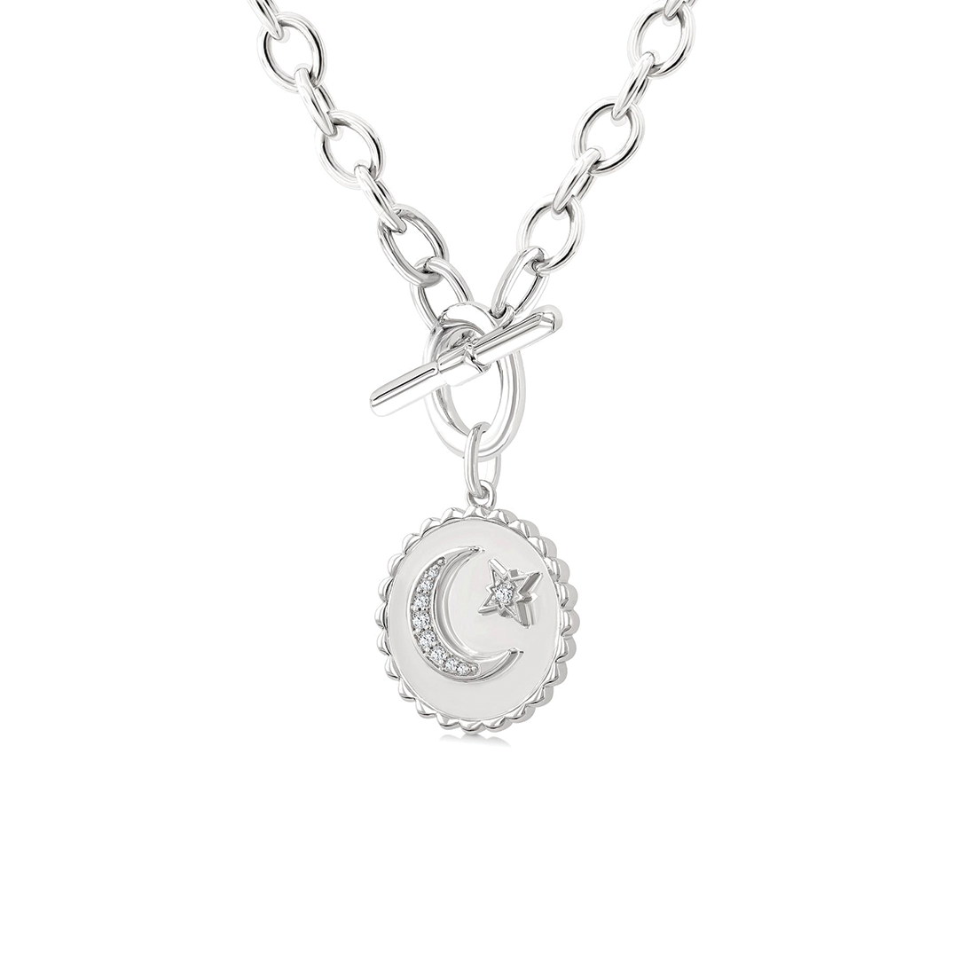 Lunar and Star Toggle Necklace with Diamonds