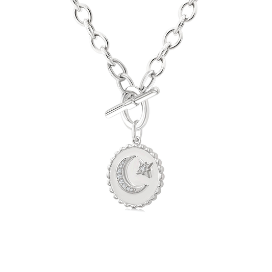 Lunar and Star Toggle Necklace with Diamonds