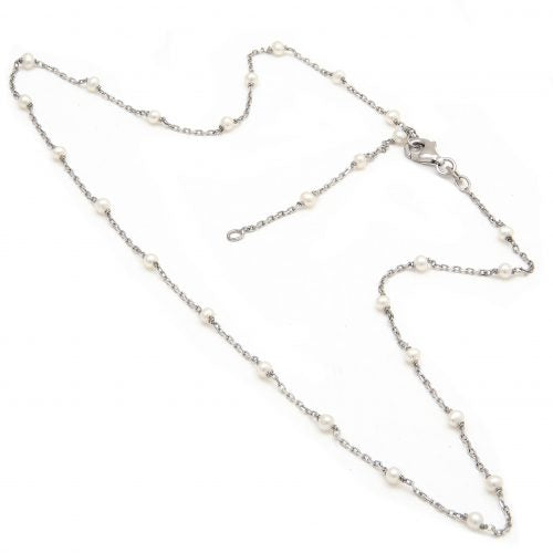 Pearl Station Necklace in Sterling Silver