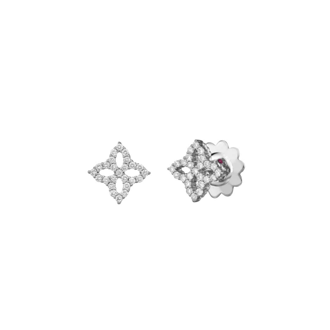 Venetian Princess Diamond Flower Stud Earrings in White Gold