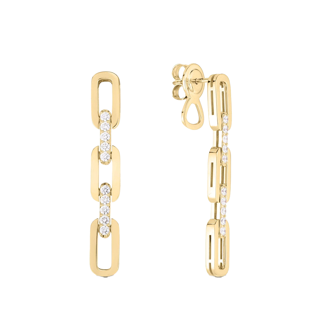 Diamond 3 Link Drop Earrings
