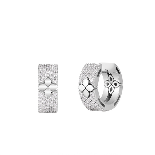 Love in Verona Diamond Huggie Hoops in White Gold