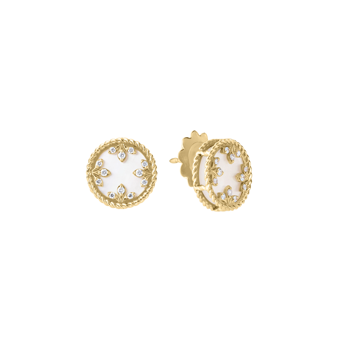 12mm Venetian Medallion Mother of Pearl Stud Earrings