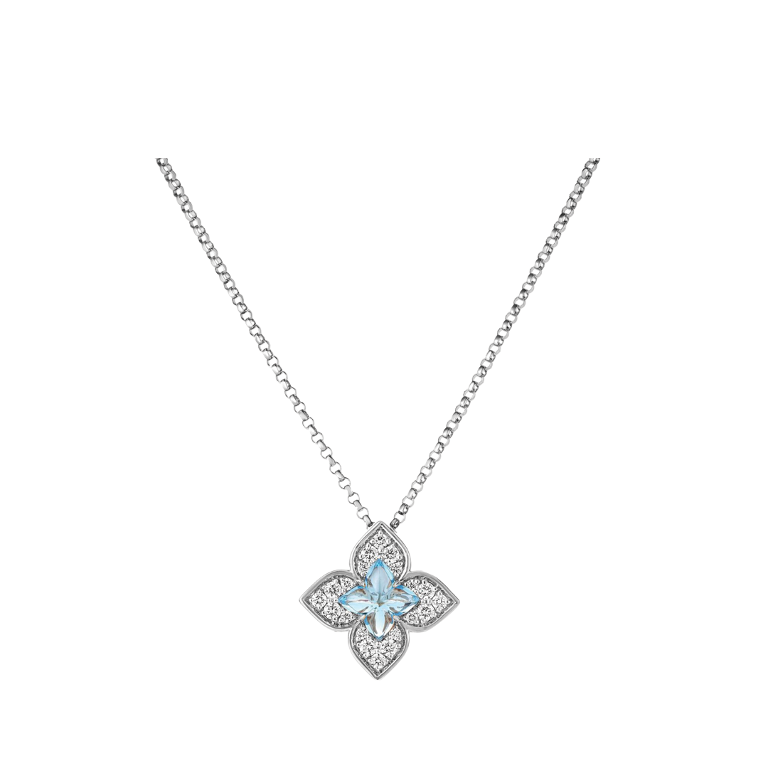 Small Venetian Princess Carnival Blue Topaz Flower Necklace