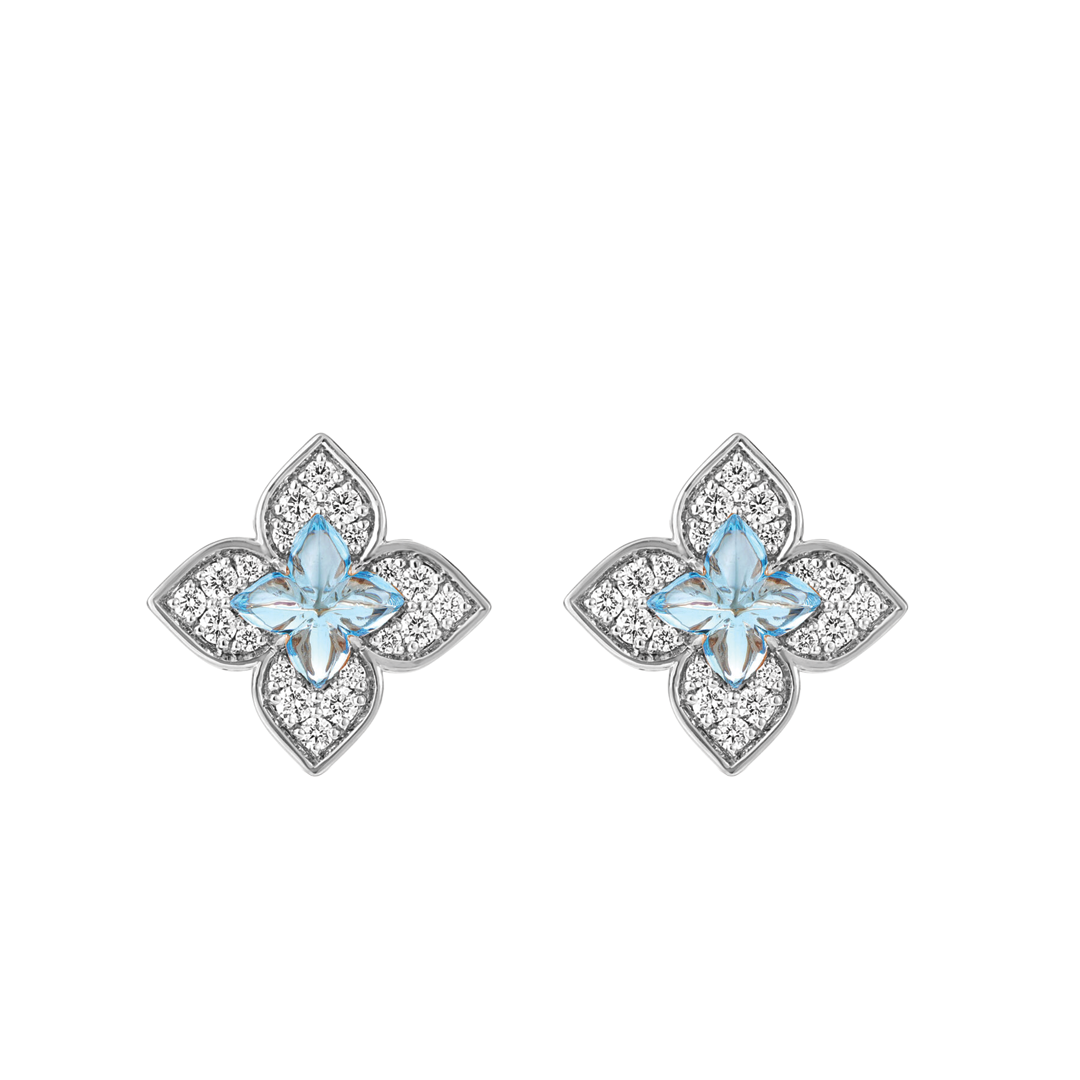 Venetian Princess Carnival Blue Topaz Flower Earrings
