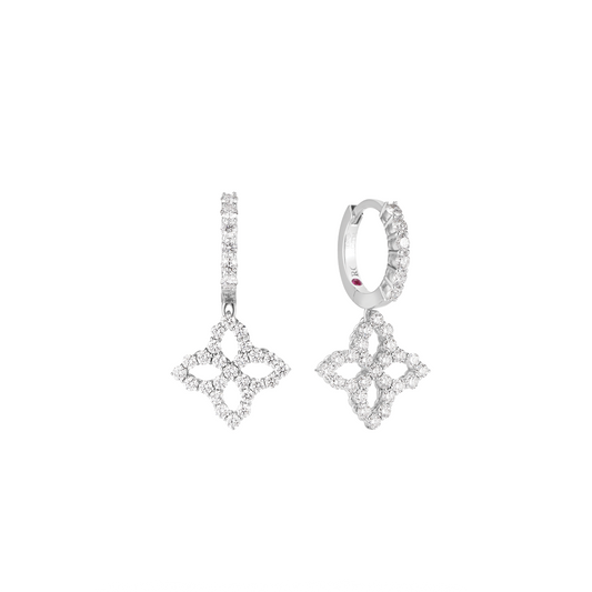 Diamond Outline Flower Drop Earrings
