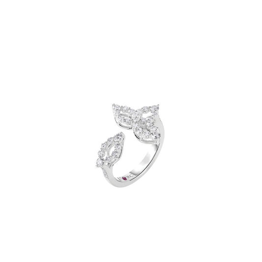 Diamond Outline Split Petal Flower Ring