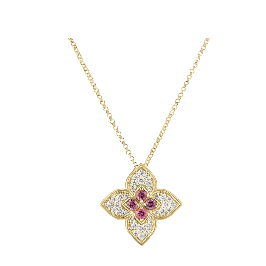 Large Venetian Princess Carnival Rubellite Flower Necklace