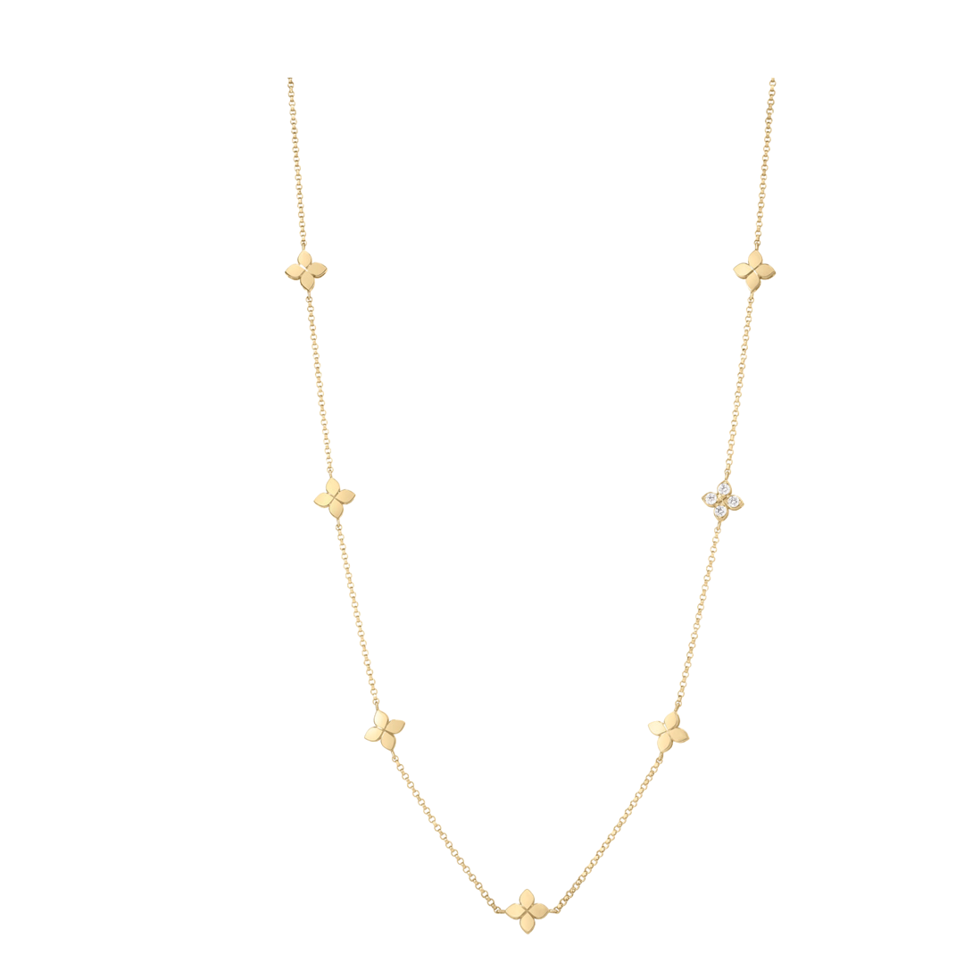 Love in Verona Diamond Flower Station Long Necklace