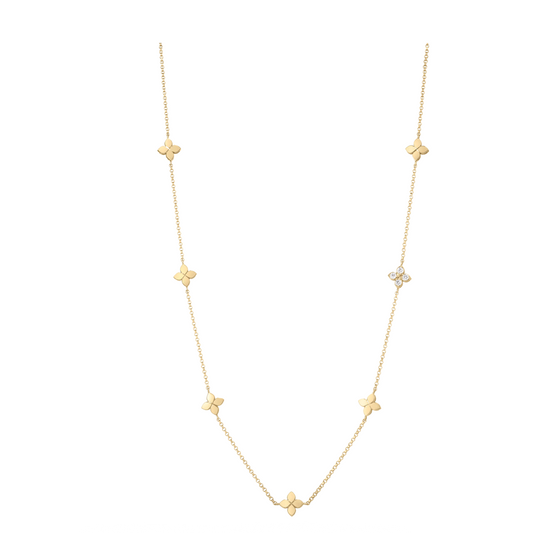 Love in Verona Diamond Flower Station Long Necklace