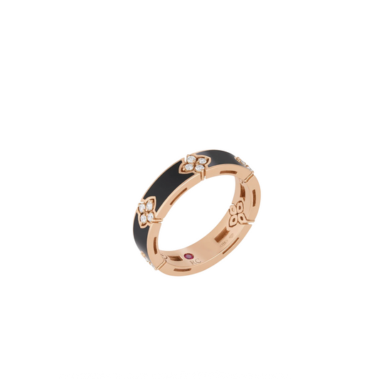 Love in Verona Diamond and Black Enamel Ring