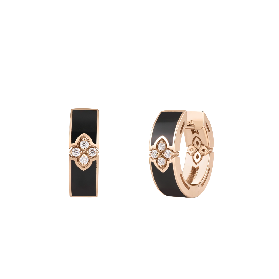 Love in Verona Diamond and Black Enamel Earrings